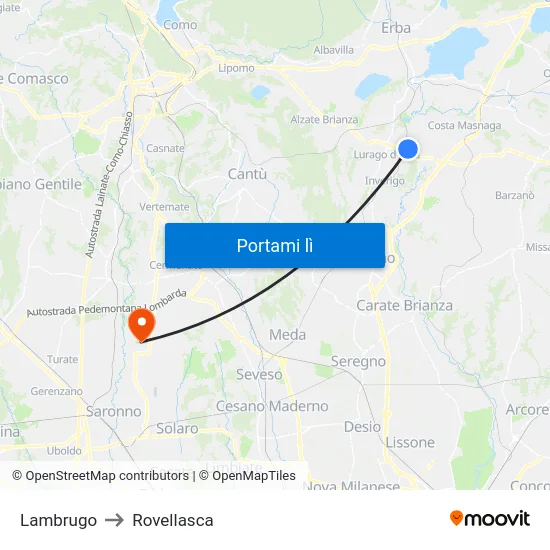 Lambrugo to Rovellasca map