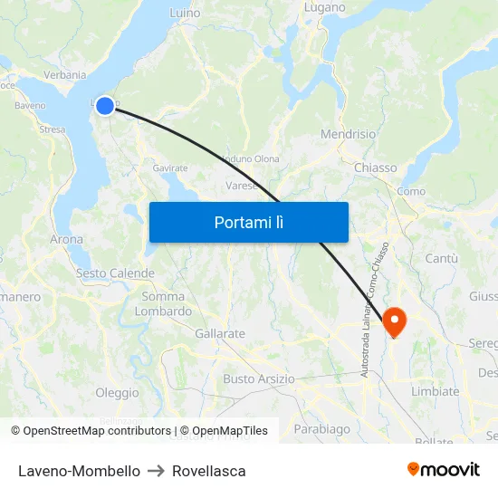 Laveno-Mombello to Rovellasca map