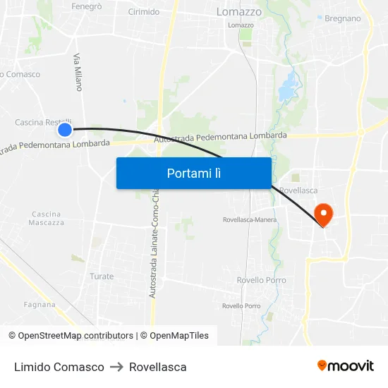 Limido Comasco to Rovellasca map