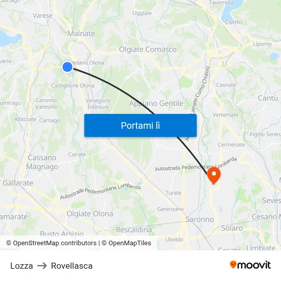 Lozza to Rovellasca map