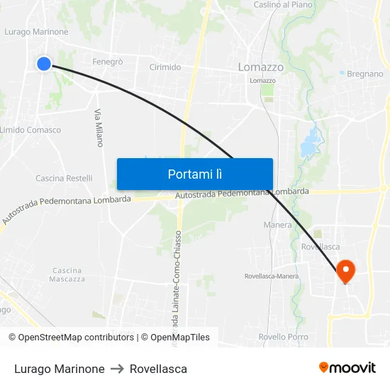 Lurago Marinone to Rovellasca map