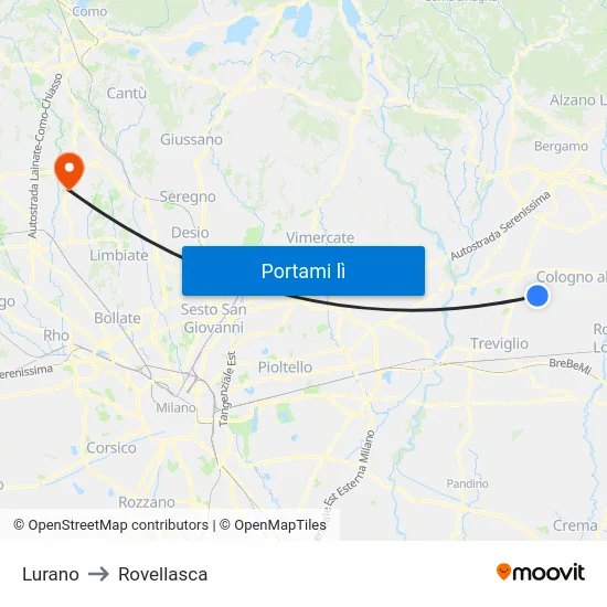 Lurano to Rovellasca map