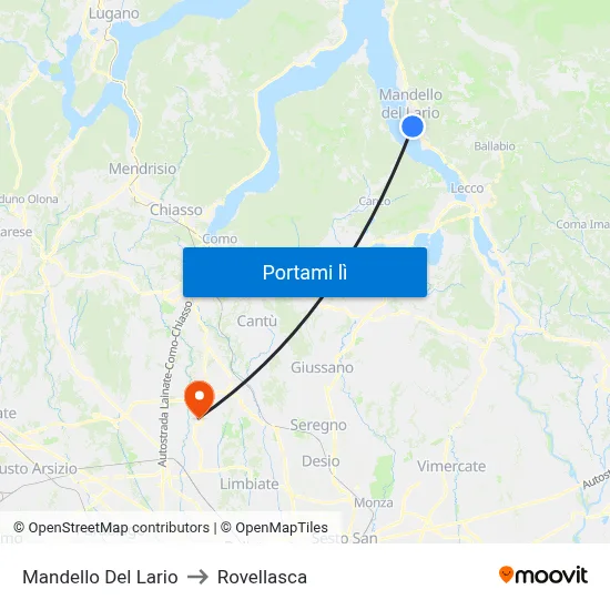 Mandello Del Lario to Rovellasca map