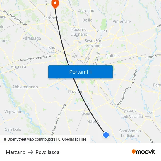 Marzano to Rovellasca map