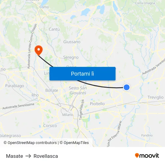 Masate to Rovellasca map