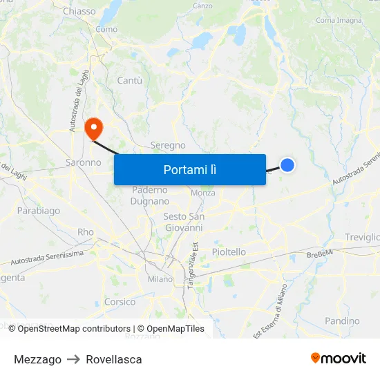 Mezzago to Rovellasca map