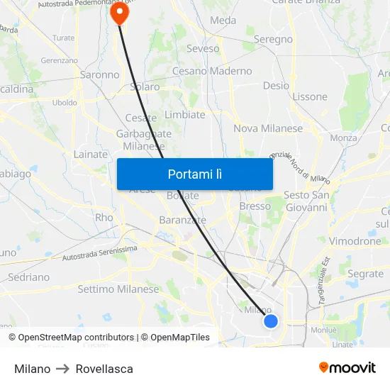 Milano to Rovellasca map