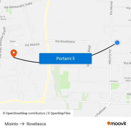 Misinto to Rovellasca map