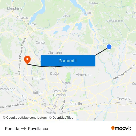 Pontida to Rovellasca map