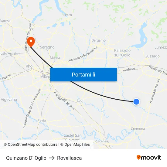 Quinzano D' Oglio to Rovellasca map
