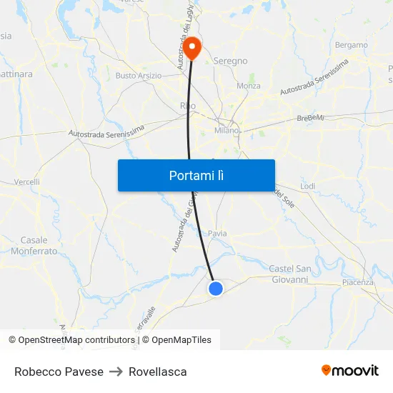 Robecco Pavese to Rovellasca map