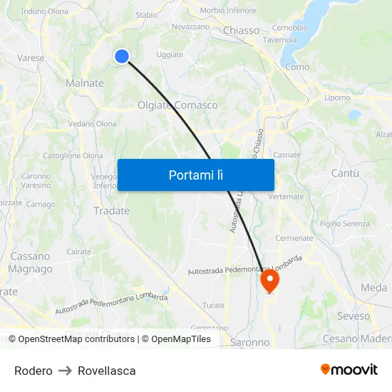 Rodero to Rovellasca map