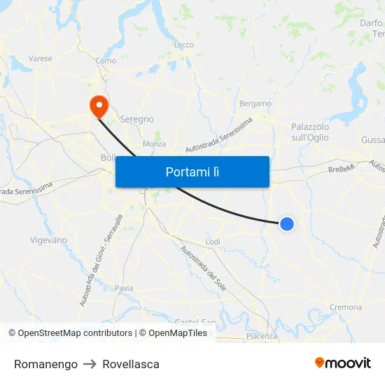 Romanengo to Rovellasca map