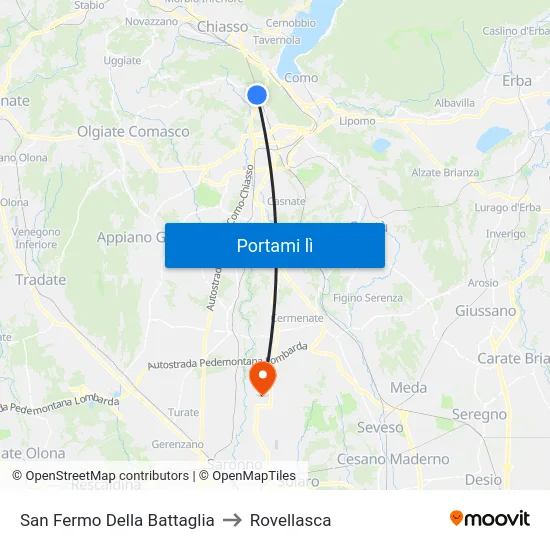 San Fermo Della Battaglia to Rovellasca map