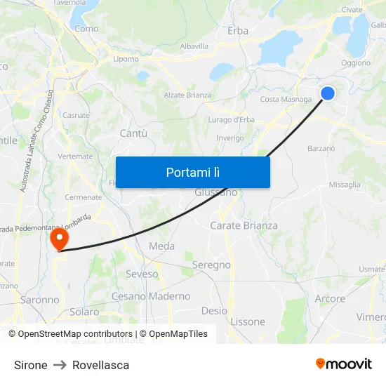 Sirone to Rovellasca map