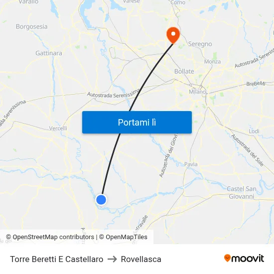 Torre Beretti E Castellaro to Rovellasca map