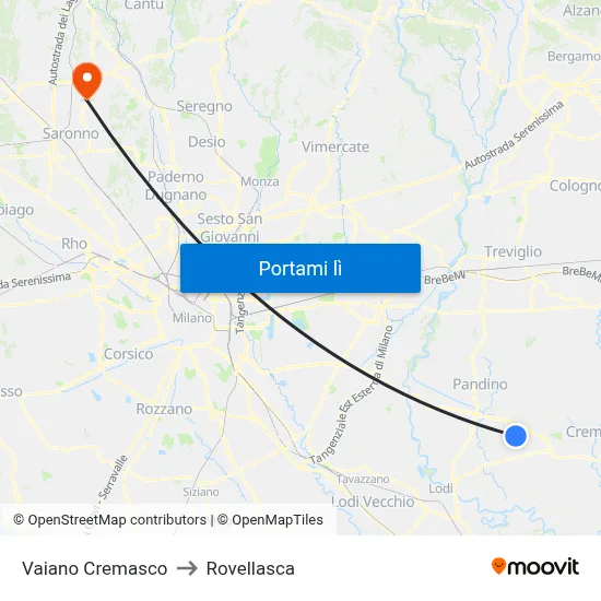 Vaiano Cremasco to Rovellasca map