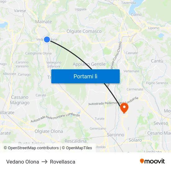 Vedano Olona to Rovellasca map