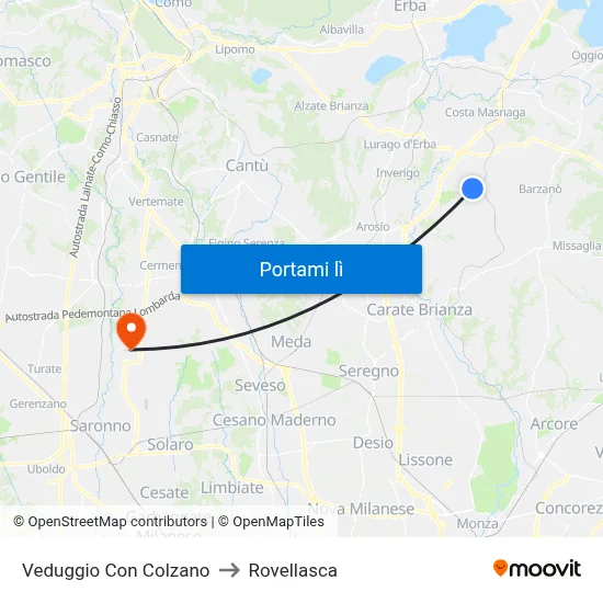 Veduggio Con Colzano to Rovellasca map