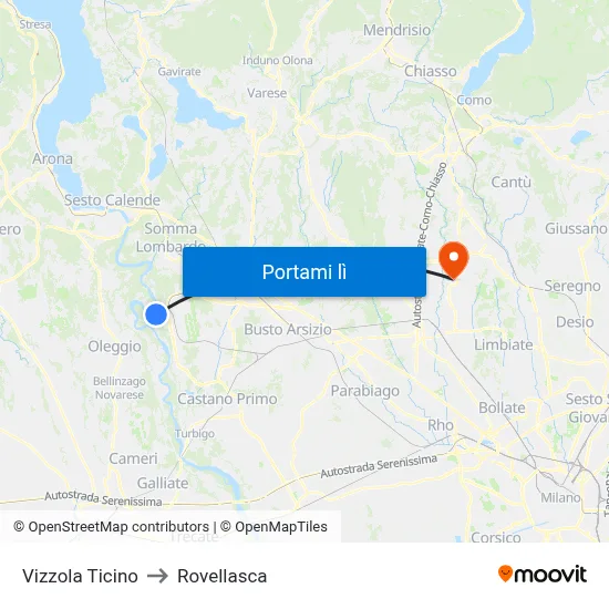 Vizzola Ticino to Rovellasca map