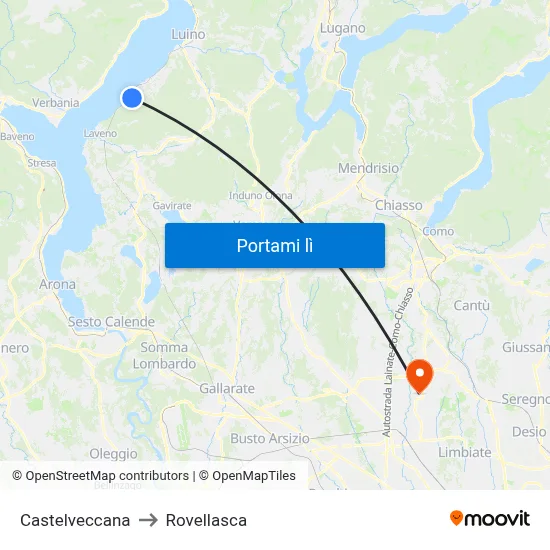 Castelveccana to Rovellasca map