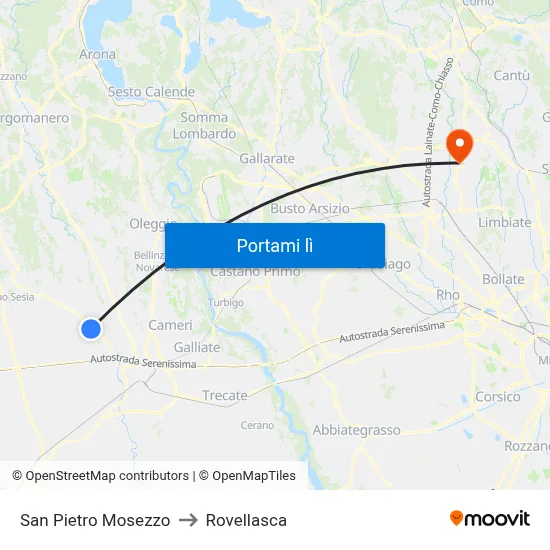 San Pietro Mosezzo to Rovellasca map