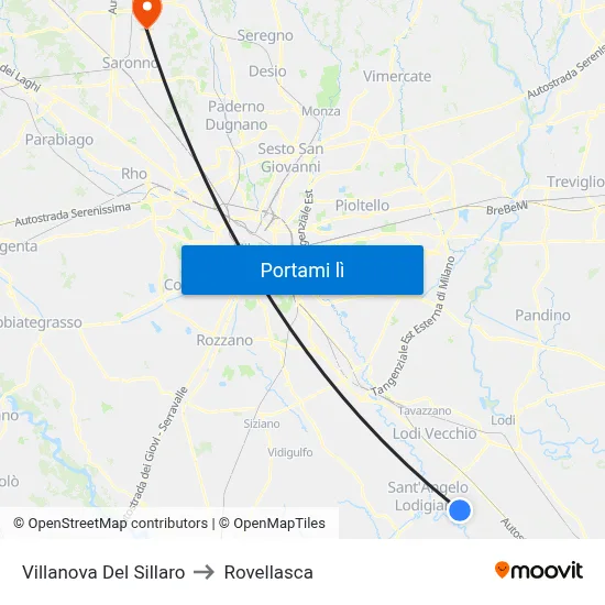 Villanova Del Sillaro to Rovellasca map
