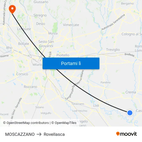 MOSCAZZANO to Rovellasca map