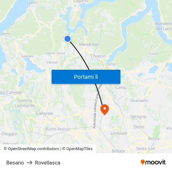 Besano to Rovellasca map
