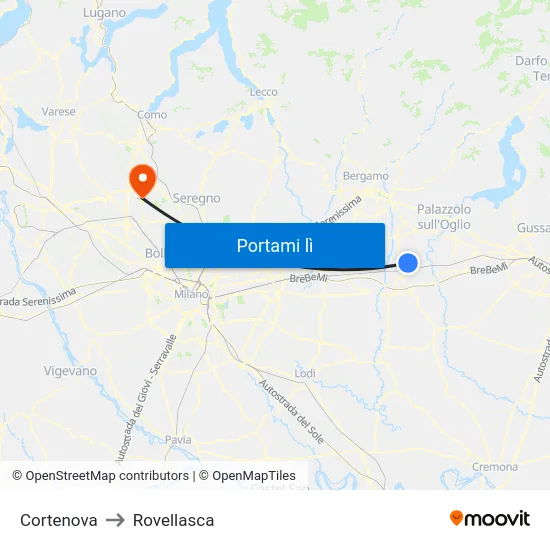 Cortenova to Rovellasca map