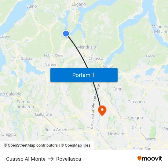 Cuasso Al Monte to Rovellasca map