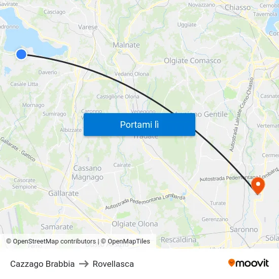 Cazzago Brabbia to Rovellasca map
