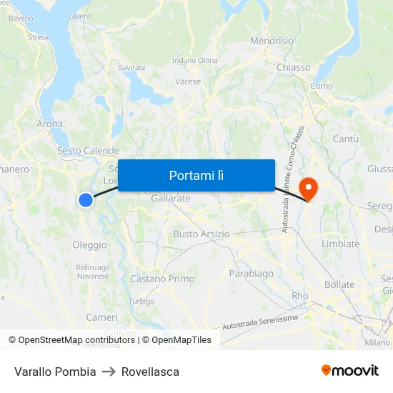 Varallo Pombia to Rovellasca map