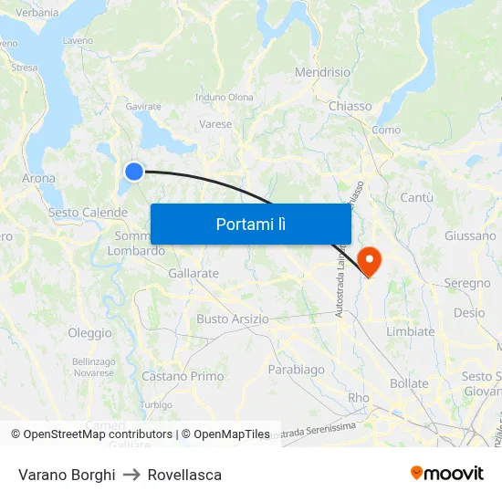 Varano Borghi to Rovellasca map