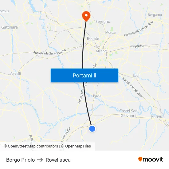 Borgo Priolo to Rovellasca map