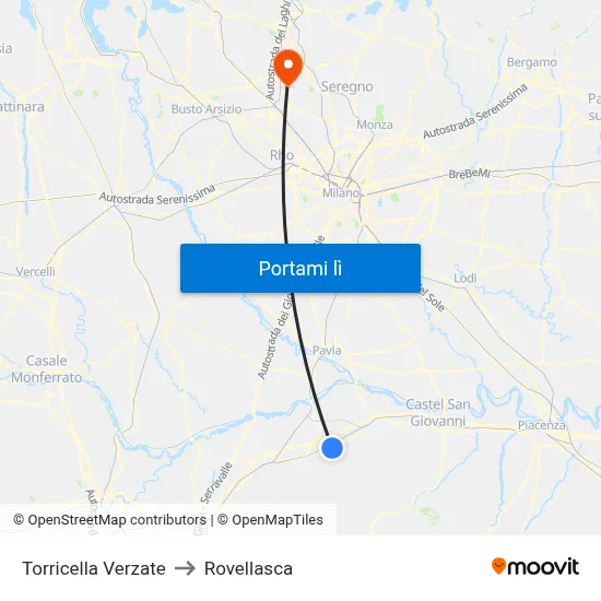 Torricella Verzate to Rovellasca map