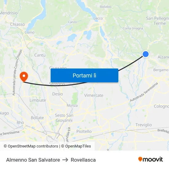 Almenno San Salvatore to Rovellasca map