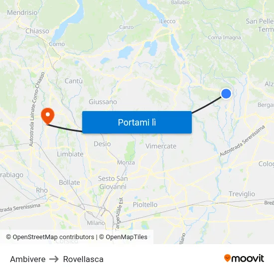 Ambivere to Rovellasca map