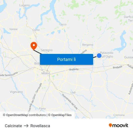 Calcinate to Rovellasca map