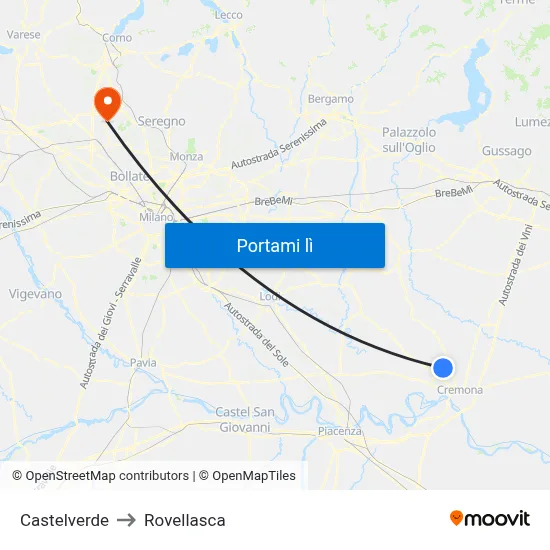 Castelverde to Rovellasca map