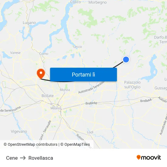 Cene to Rovellasca map