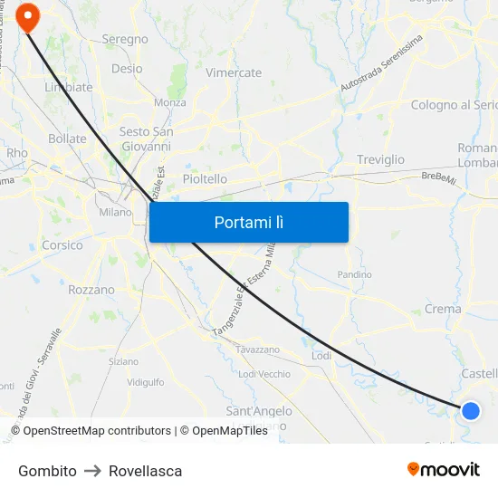 Gombito to Rovellasca map