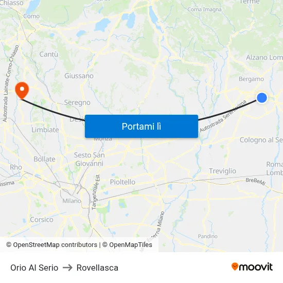 Orio Al Serio to Rovellasca map