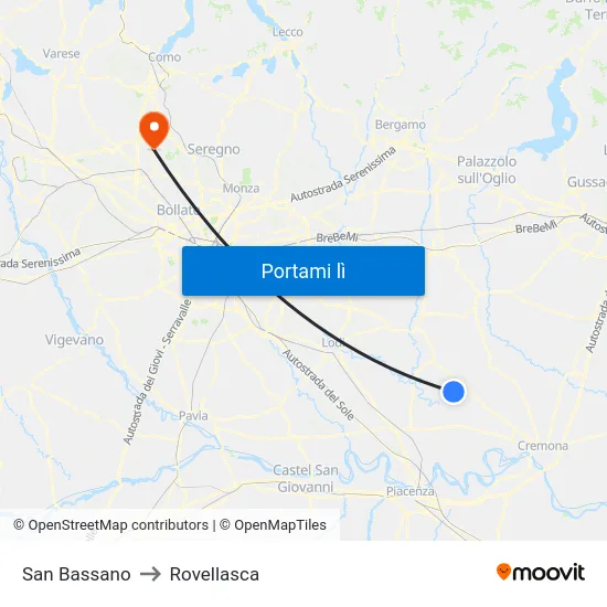 San Bassano to Rovellasca map