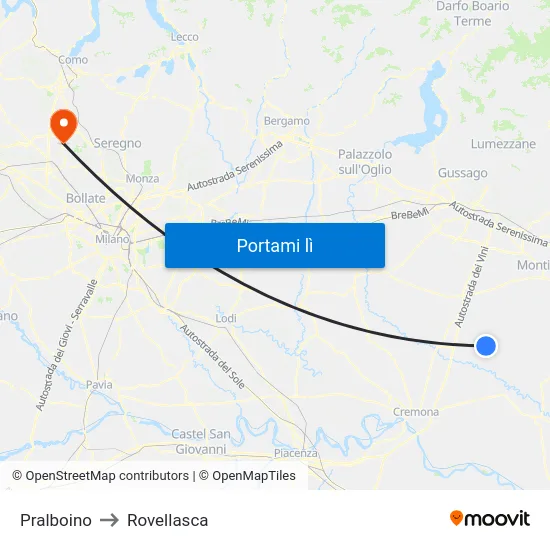 Pralboino to Rovellasca map