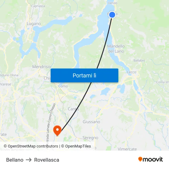Bellano to Rovellasca map
