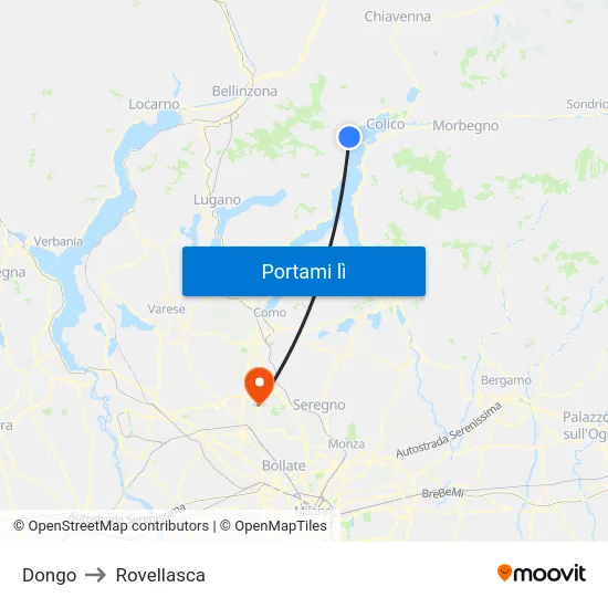 Dongo to Rovellasca map