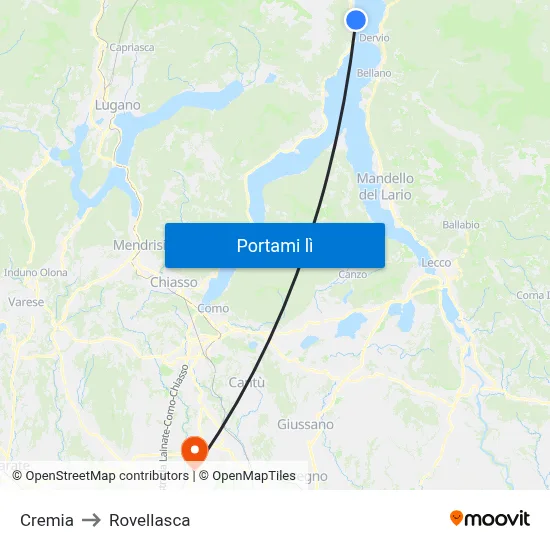 Cremia to Rovellasca map