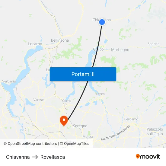 Chiavenna to Rovellasca map