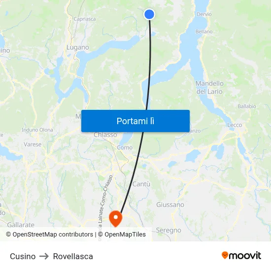 Cusino to Rovellasca map